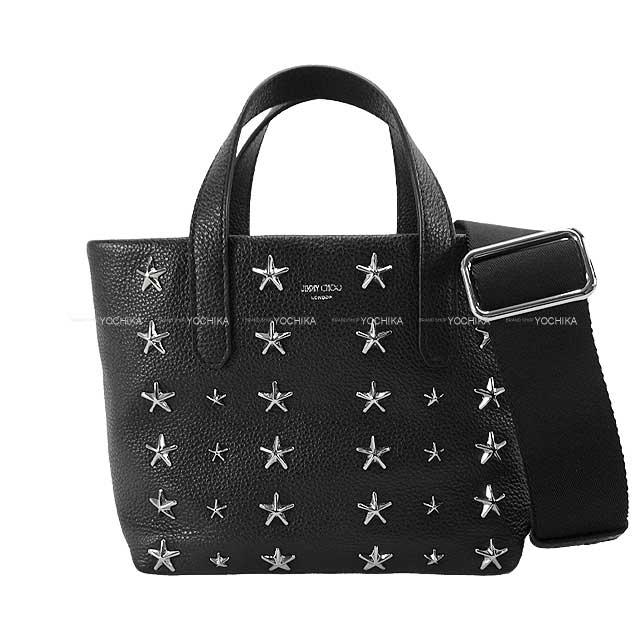 JIMMY CHOO Shoulder bag MINI PIMLICO/U Star studs mini tote Noir (Black) Grainy leather/Star trim Silver HW[BRAND NEW][Authentic]