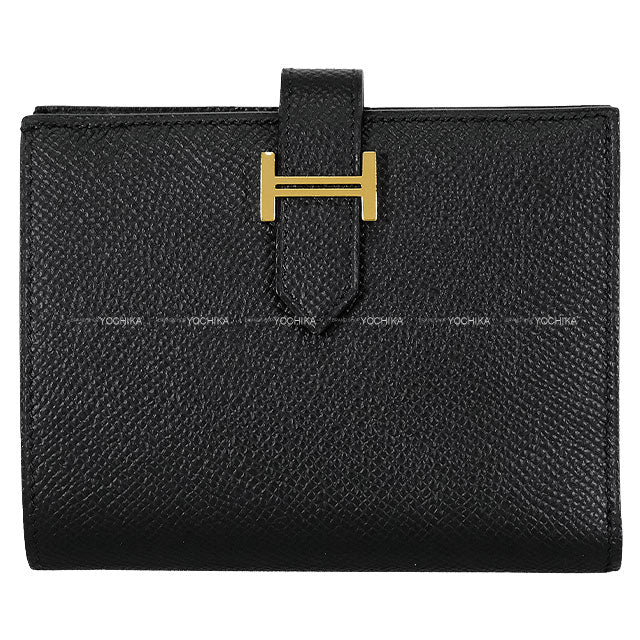 [Pre-loved] HERMES Bi-fold wallet Bearn Compact Noir (Black) Veau Epsom Gold HW Stamp Z[LIKE NEW][Authentic]