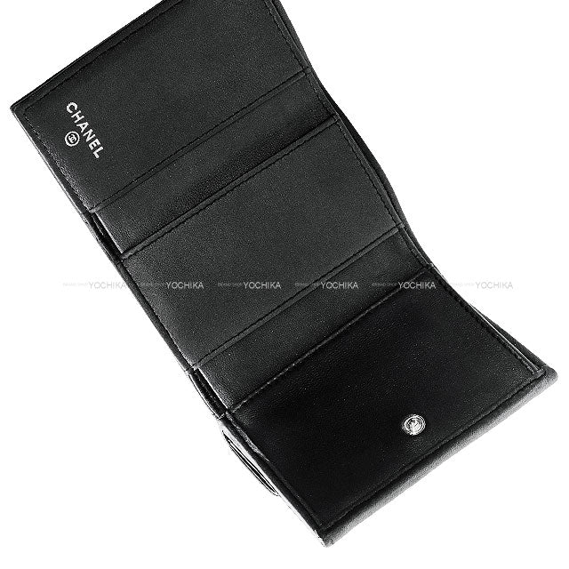 CHANEL Tri-fold wallet Matelasse Coco Mark Compact Noir (Black) pearly lambskin Black HW AP0230[BRAND NEW][Authentic]