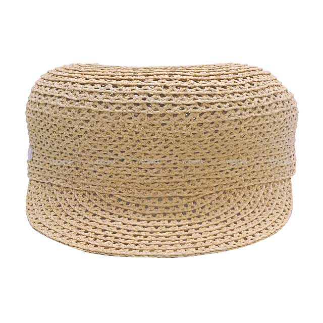 HERMES Casquette Galate Canoe H print #59 Naturel Raffia Silver HW[EXCELLENT][Authentic]