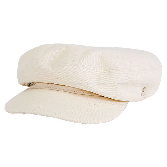 HERMES Casquette Hat Dani #59 Blan Casse Cotton/Lambskin Silver HW[BRAND NEW][Authentic]