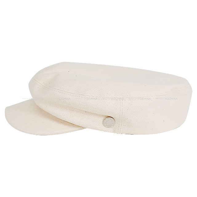 HERMES Casquette Hat Dani #59 Blan Casse Cotton/Lambskin Silver HW[BRAND NEW][Authentic]