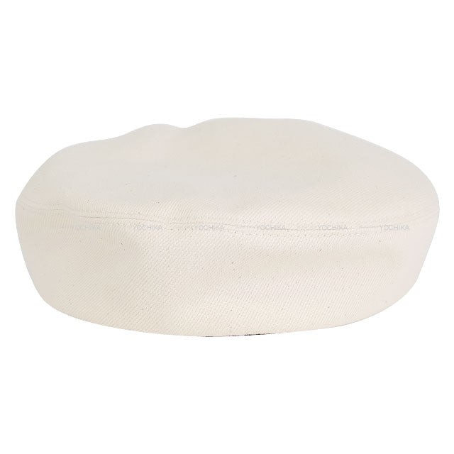 HERMES Casquette Hat Dani #59 Blan Casse Cotton/Lambskin Silver HW[BRAND NEW][Authentic]