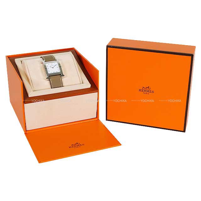 HERMES Watches H Watch MM 30mm HH1.510e  Simple Tours Etoupe Veau Swift Silver HW Stamp W[BRAND NEW][Authentic]