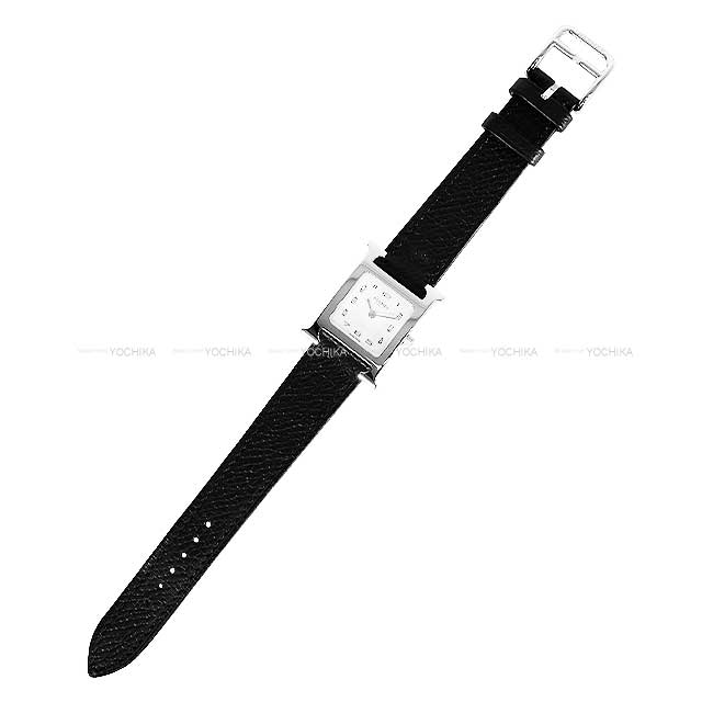 HERMES Watches H Watch PM 25mm HH1.210 Quartz Simple Tour Noir (Black) Veau Epsom Silver HW Stamp B[BRAND NEW][Authentic]