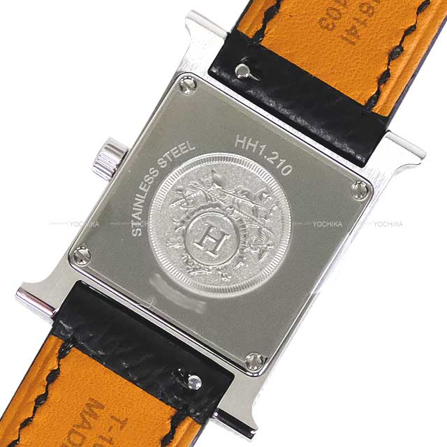 HERMES Watches H Watch PM 25mm HH1.210 Quartz Simple Tour Noir (Black) Veau Epsom Silver HW Stamp B[BRAND NEW][Authentic]