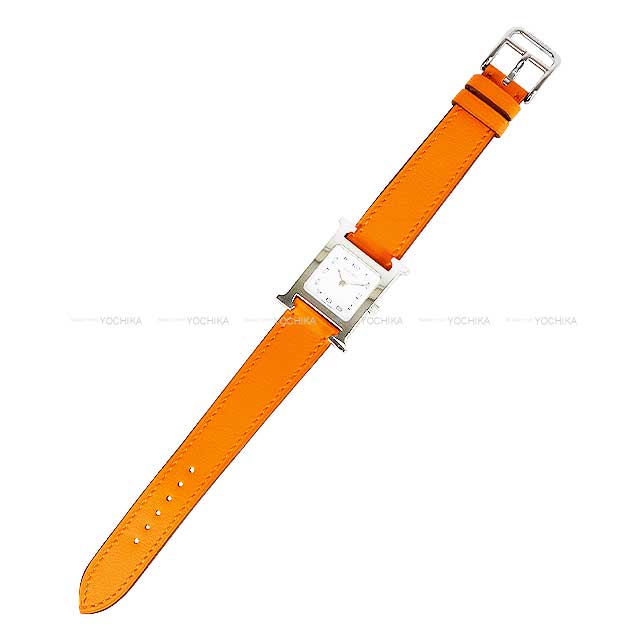 HERMES Watches H Watch PM 25mm HH1.210 Quartz Simple Tour Orange Veau Swift Silver HW Stamp U[BRAND NEW][Authentic]