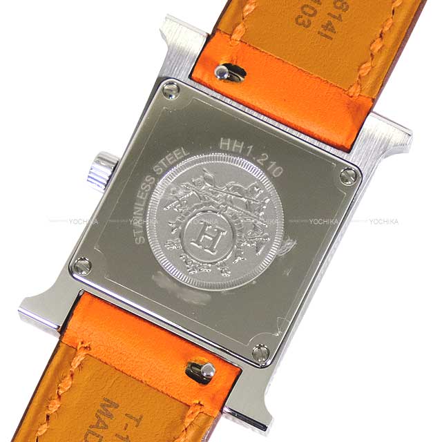 HERMES Watches H Watch PM 25mm HH1.210 Quartz Simple Tour Orange Veau Swift Silver HW Stamp U[BRAND NEW][Authentic]