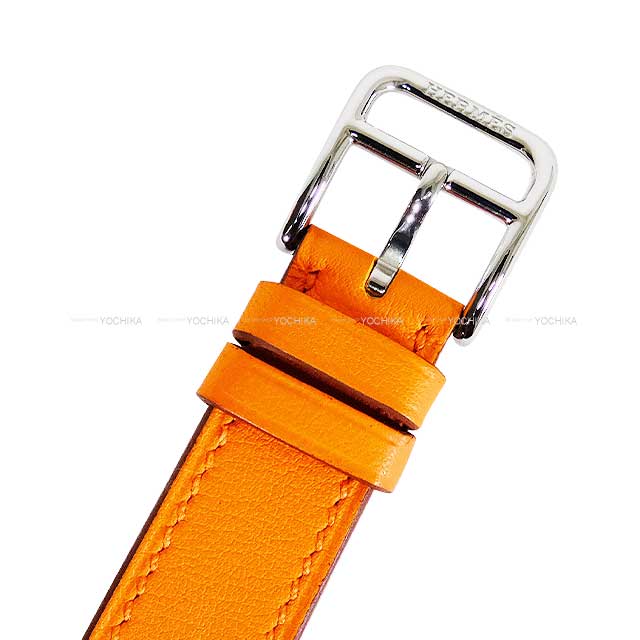 HERMES Watches H Watch PM 25mm HH1.210 Quartz Simple Tour Orange Veau Swift Silver HW Stamp U[BRAND NEW][Authentic]