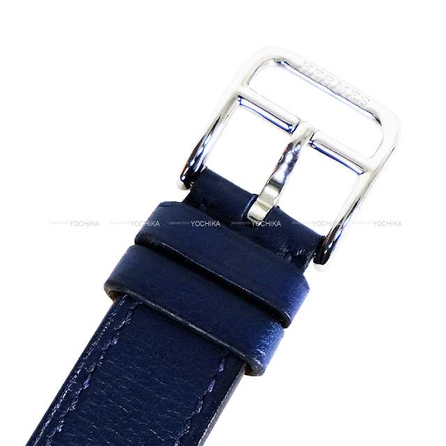 HERMES Watches H Watch PM 25mm HH1.210 Quartz Double Tour Bleu Saphir Veau Swift Silver HW Stamp Z[ALMOST NEW][Authentic]