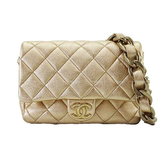 CHANEL Shoulder bag Matelasse23 Flap Chain COCO Gold Metallic Lamb skin Antique Champagne Gold HW AS4599[EXCELLENT][Authentic]