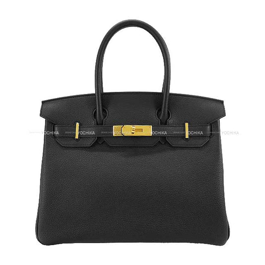 HERMES Handbag Birkin30 Noir (Black) Veau Togo Gold HW Stamp Y[EXCELLENT][Authentic]