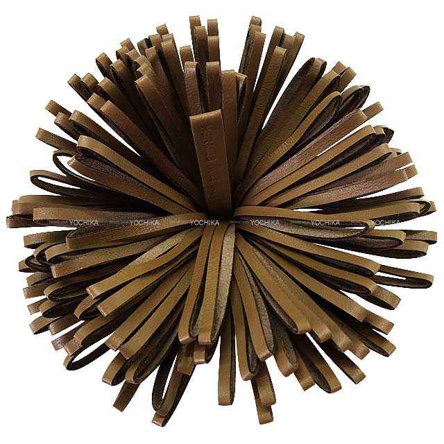 HERMES key ring Carmen Stitch White Etoupe Agneau Milo Silver HW Stamp B[EXCELLENT][Authentic]