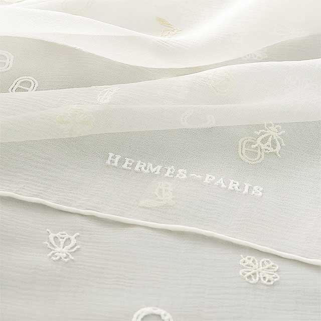 HERMES scarf Carre H 100 Multi-charm Blanc (White) Silk mon pickpocket[EXCELLENT][Authentic]