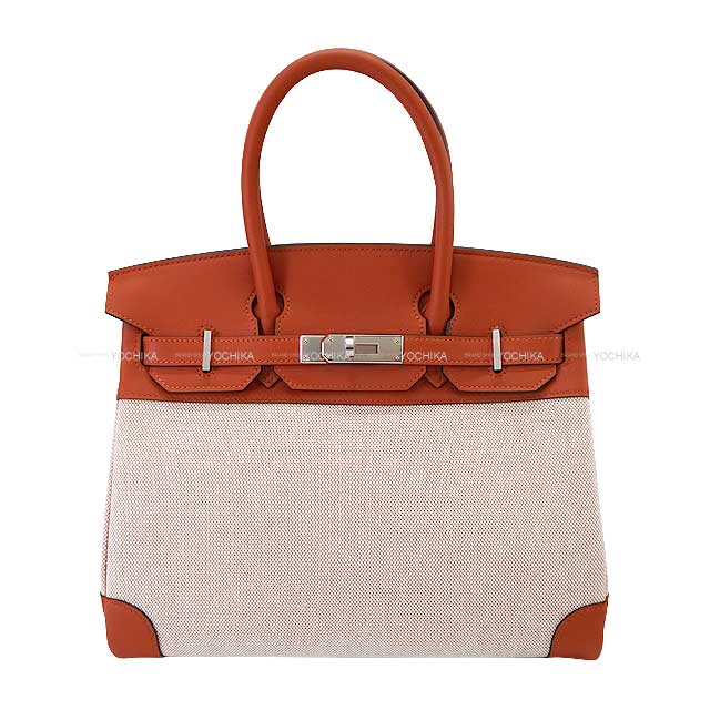 HERMES Handbag Birkin30 Verso Cuivre/Mauve Pale Toile H/Veau Swift Silver HW Stamp W[BRAND NEW][Authentic]