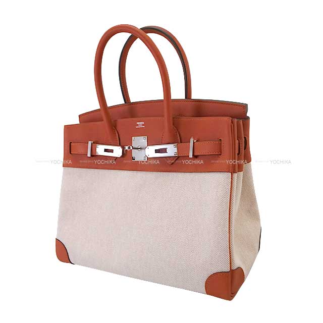 HERMES Handbag Birkin30 Verso Cuivre/Mauve Pale Toile H/Veau Swift Silver HW Stamp W[BRAND NEW][Authentic]