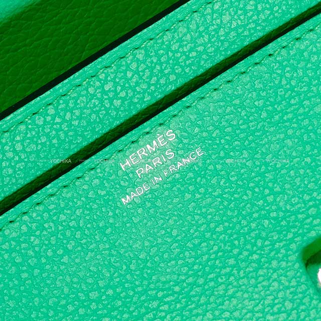 HERMES long wallet Constance Long wallet To Go Cavale with Bandouliere Vert comics Evercolor Silver HW Stamp B[EXCELLENT][Authentic]