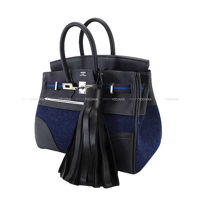 2024 AW New Limited HERMES Handbag Birkin25 Go Team with Tassel Caban/Bleu Nuit/Noir (Black) Feutre(Felt)/Veau Swift Silver HW Stamp W[BRAND NEW][Authentic]