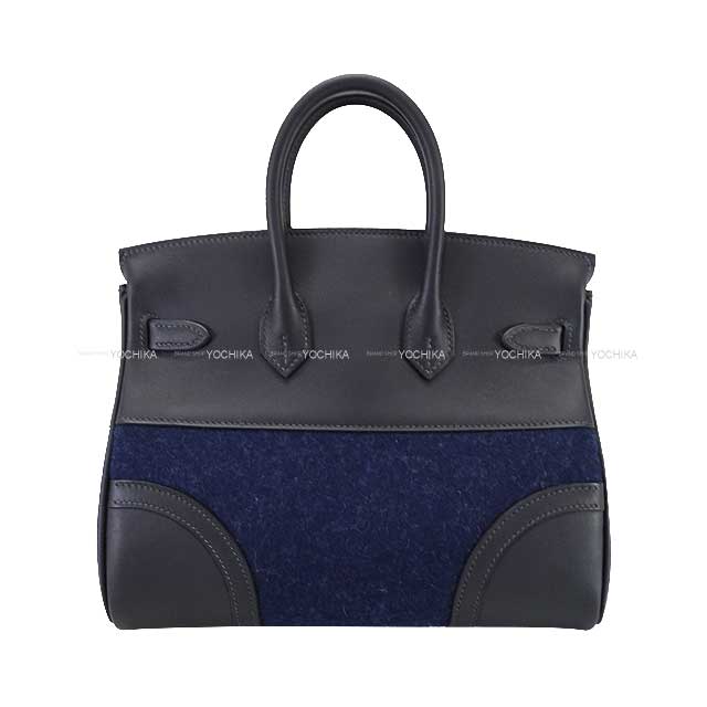 2024 AW New Limited HERMES Handbag Birkin25 Go Team with Tassel Caban/Bleu Nuit/Noir (Black) Feutre(Felt)/Veau Swift Silver HW Stamp W[BRAND NEW][Authentic]