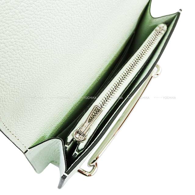 HERMES Bi-fold wallet Roulis Slim Vert Fizz Chevre Myzore Silver HW Stamp B[EXCELLENT][Authentic]