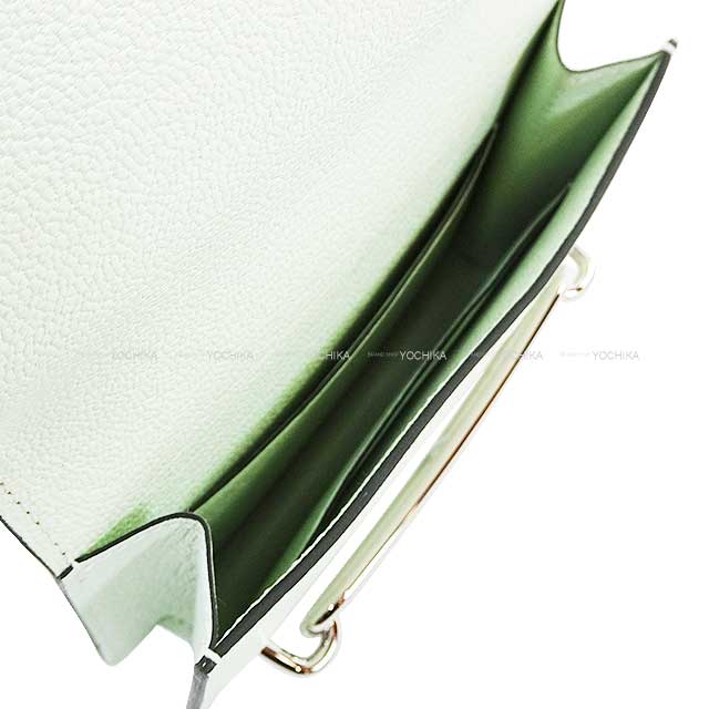 HERMES Bi-fold wallet Roulis Slim Vert Fizz Chevre Myzore Silver HW Stamp B[EXCELLENT][Authentic]