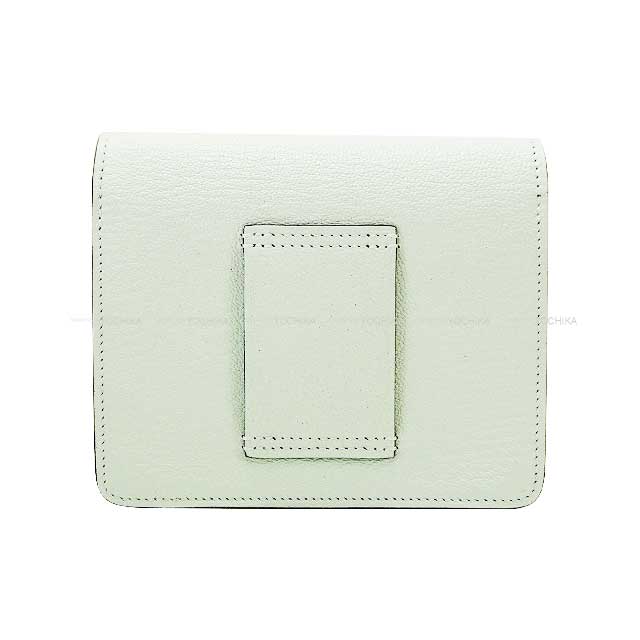 HERMES Bi-fold wallet Roulis Slim Vert Fizz Chevre Myzore Silver HW Stamp B[EXCELLENT][Authentic]