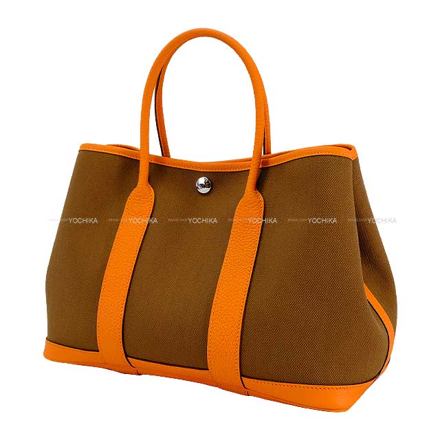 HERMES tote bag Garden Party 30 TPM Alezan/Orange Toile H/Veau Negonda Silver HW Stamp W[BRAND NEW][Authentic]