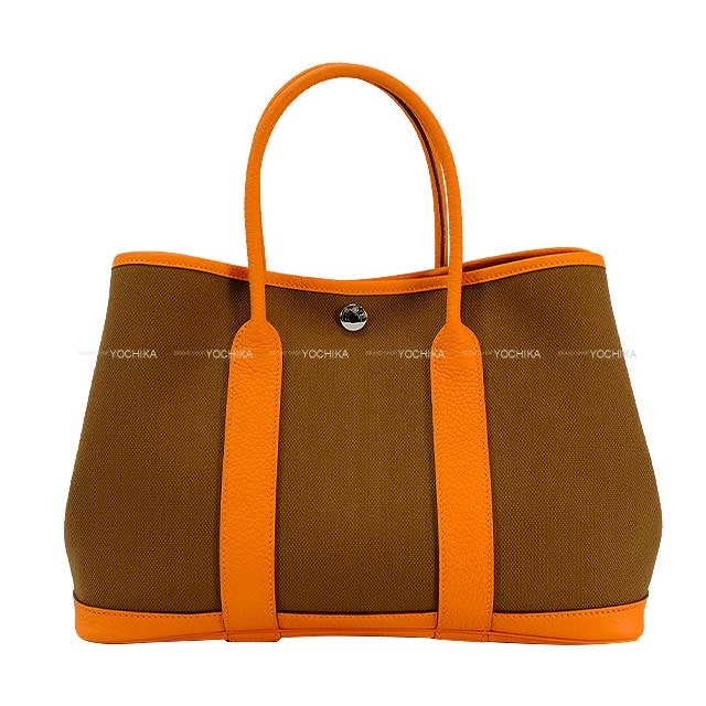 HERMES tote bag Garden Party 30 TPM Alezan/Orange Toile H/Veau Negonda Silver HW Stamp W[BRAND NEW][Authentic]