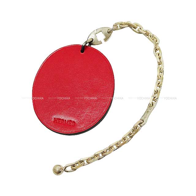 [Pre-loved] HERMES bag charm Animal Motif Ladybug Rouge/Black Calf/Ag925[LIKE NEW][Authentic]