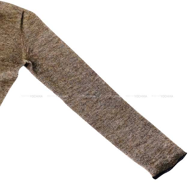 [Pre-loved] HERMES Knit Long sleeves knit V neck Soldo product Brown/Noir (Black) Nyron/Cashmere/Silk[USED SA][Authentic]