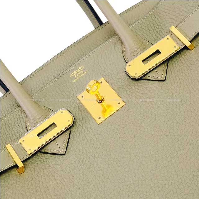 HERMES Handbag Birkin30 Sauge Taurillon Clemence Gold HW Stamp X[EXCELLENT][Authentic]