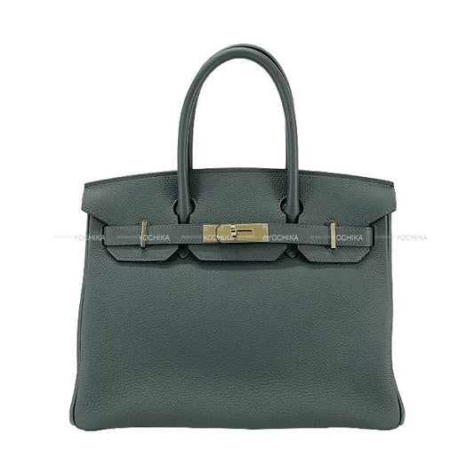 HERMES Handbag Birkin30 Bleu Orage Veau Jonathan Silver HW Stamp Z[EXCELLENT][Authentic]