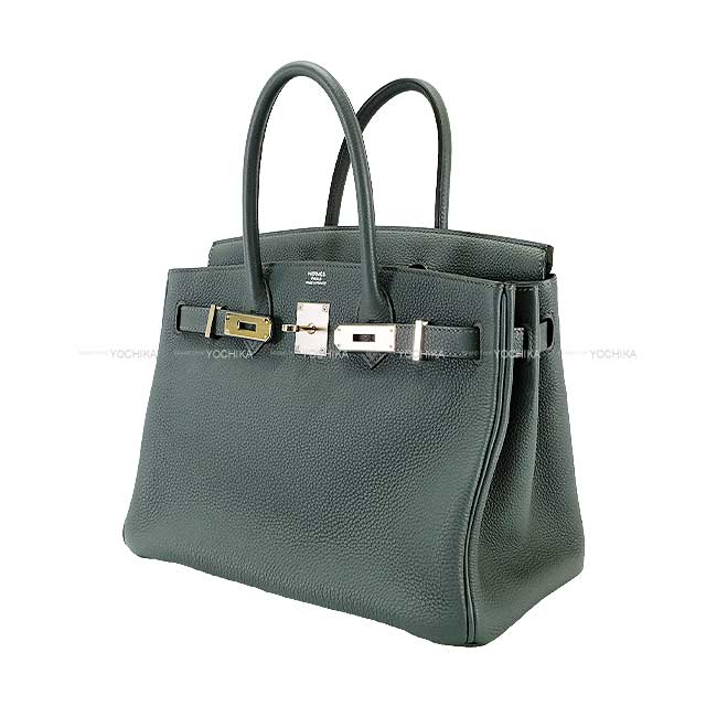 HERMES Handbag Birkin30 Bleu Orage Veau Jonathan Silver HW Stamp Z[EXCELLENT][Authentic]