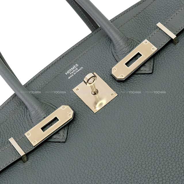 HERMES Handbag Birkin30 Bleu Orage Veau Jonathan Silver HW Stamp Z[EXCELLENT][Authentic]