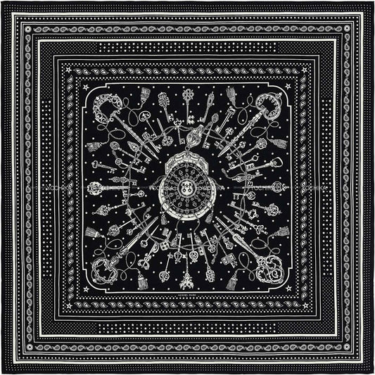 [Pre-loved] HERMES scarf Carre 140 Les Cles Bandana Noir (Black) Cashmere70% / Silk30%[LIKE NEW][Authentic]