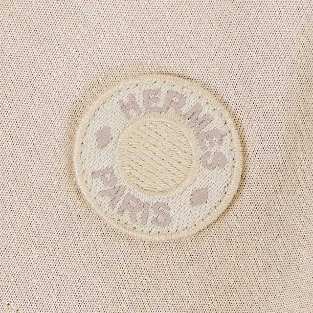 HERMES Sweat knit sweater Sellier Button patch Pullover #36 Beige Cotton/Silk/Nyron[ALMOST NEW][Authentic]