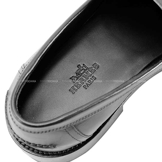 [Pre-loved] HERMES loafers Moccasin Loafer hot Kelly buckle #38 1/2 Noir (Black) Calf Silver HW[LIKE NEW][Authentic]