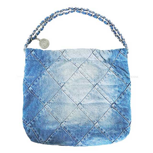 CHANEL Handbag Chanel 22 Matelasse with Medal charm Small Hobo Light Blue Washed Denim Silver HW AS3260[BRAND NEW][Authentic]