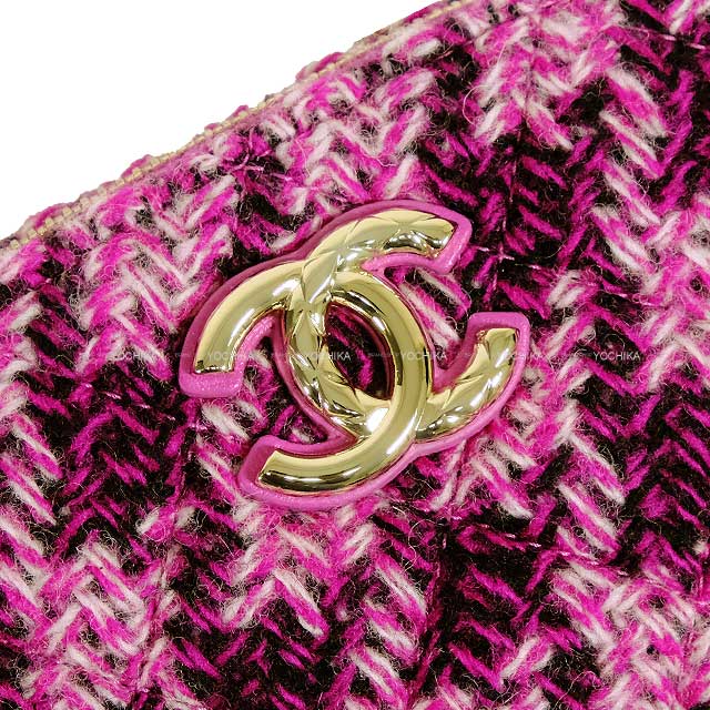 2024AW CHANEL Shoulder bag Novelty Year's gift Mini Coco mark Chain Purple Tweed Champagne Gold HW[BRAND NEW][Authentic]