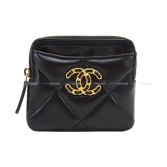 2023AW CHANEL change purse CHANEL19 Zip Fastener Chain Coco mark Black/Cherry red Lambskin Gold HW AP2086[BRAND NEW][Authentic]