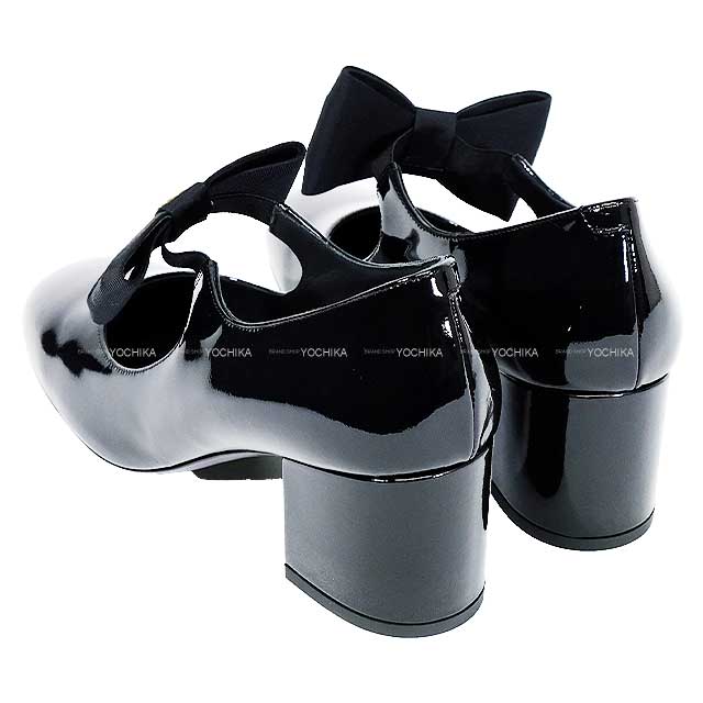 CHANEL pumps Mary Jane Coco mark Ribbon #38 Noir (Black) Patent calf skin 38 G45356[BRAND NEW][Authentic]