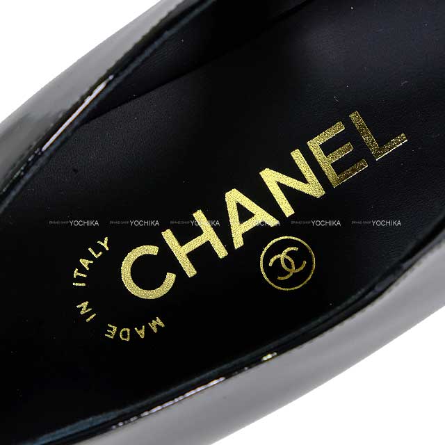 CHANEL pumps Mary Jane Coco mark Ribbon #38 Noir (Black) Patent calf skin 38 G45356[BRAND NEW][Authentic]