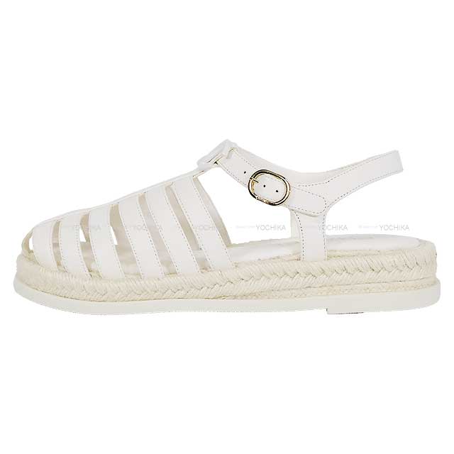 2024 Cruise New CHANEL sandals Graduater Coco mark Espadrille #38 Blanc (White) Calfskin 38 Champagne Gold HW G45425[BRAND NEW][Authentic]