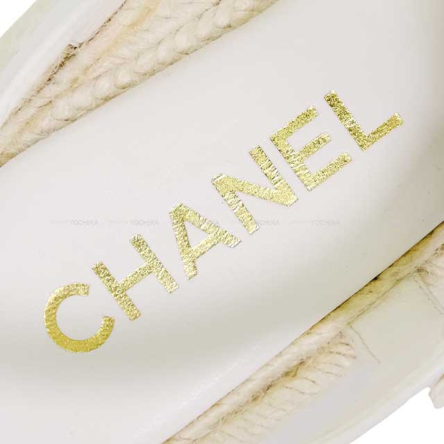 2024 Cruise New CHANEL sandals Graduater Coco mark Espadrille #38 Blanc (White) Calfskin 38 Champagne Gold HW G45425[BRAND NEW][Authentic]