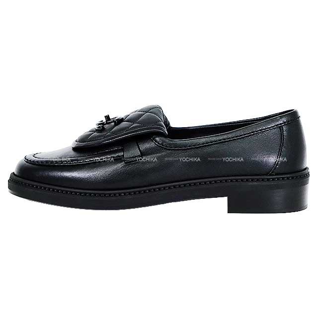 Cruise line 2024 CHANEL loafers matelasse COCO mark Noir (Black) Lambskin 38 Black HW G45474[BRAND NEW][Authentic]