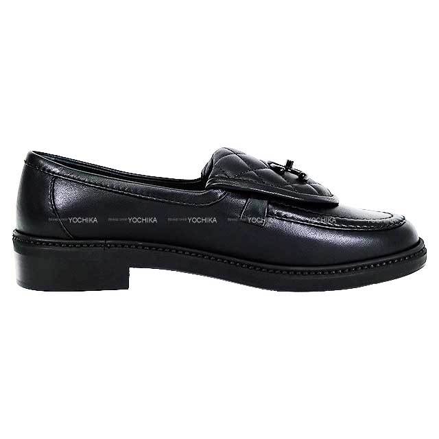 Cruise line 2024 CHANEL loafers matelasse COCO mark Noir (Black) Lambskin 38 Black HW G45474[BRAND NEW][Authentic]