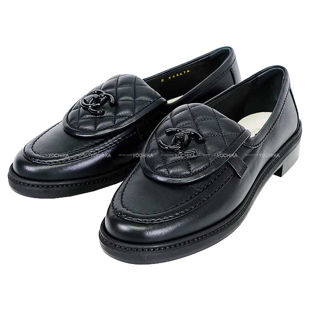 Cruise line 2024 CHANEL loafers matelasse COCO mark Noir (Black) Lambskin 38 Black HW G45474[BRAND NEW][Authentic]