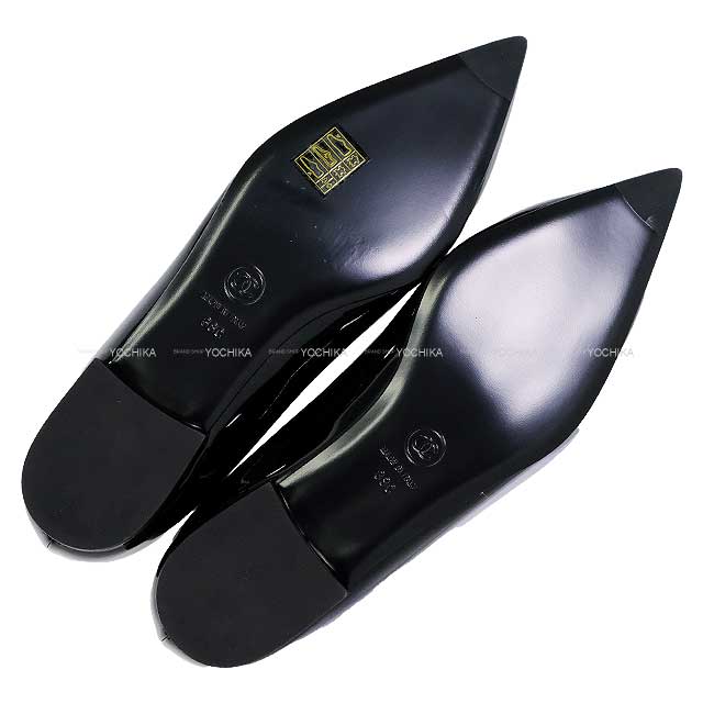 2025 Cruise NEW CHANEL Flat shoes Heart COCO Mark #38 Noir (Black) Patent Enamel Leather Champagne Gold HW G46161[BRAND NEW][Authentic]