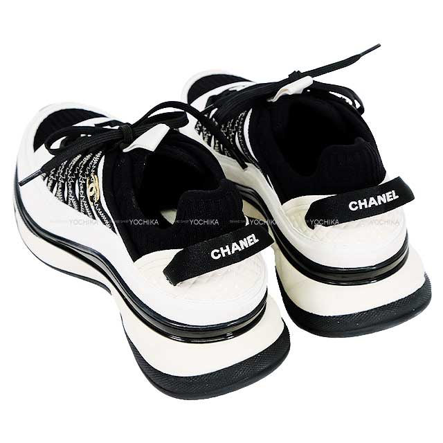 2025 Cruise NEW CHANEL sneakers Spindle COCO Mark #38 Blanc (White)/Noir (Black) Fabric swede calfskin Champagne Gold HW G46260[BRAND NEW][Authentic]