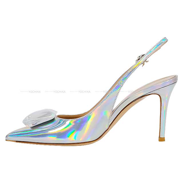 Gianvito Rossi pumps Jaipur sling #38 Aurora silver Metal hologram[BRAND NEW][Authentic]